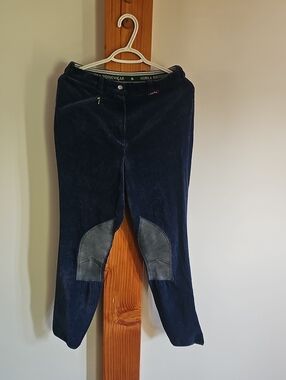 Navy Blue Riding Breeches with Suede Knee Patches
